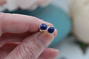Lapis Lazuli and Sterling Silver Stud Earrings