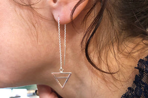 Water Element Sterling Silver Ear Threader Earrings