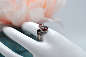 Garnet Mix & Match Sterling Silver Hammered Stacking Ring • US Size 6-9