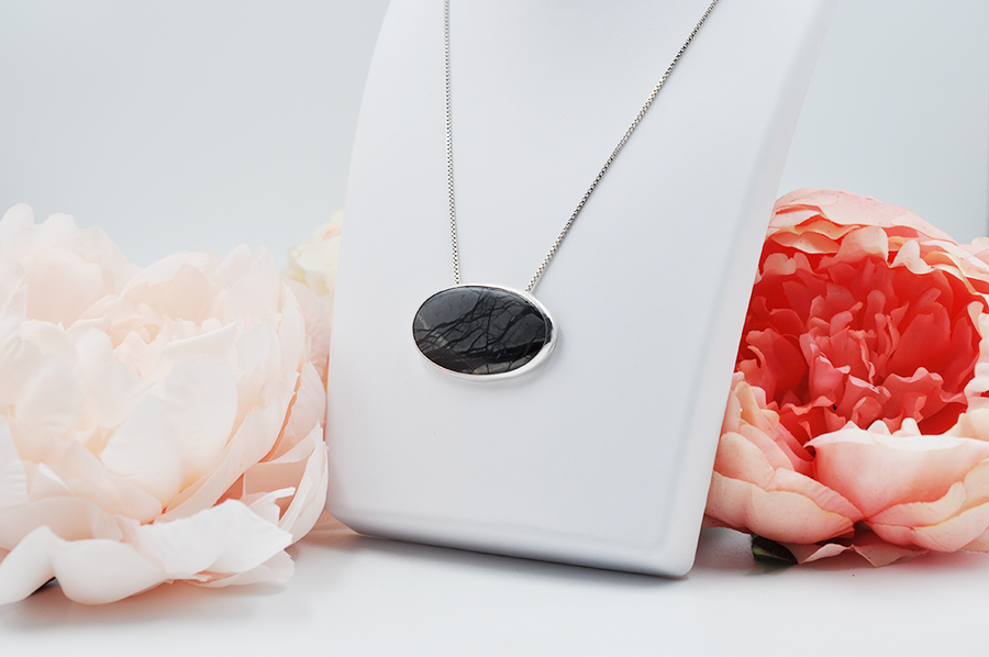 Picasso Jasper Statement Necklace in Silver