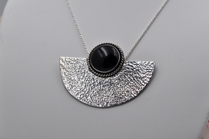 Black Onyx and Sterling Silver Statement Necklace