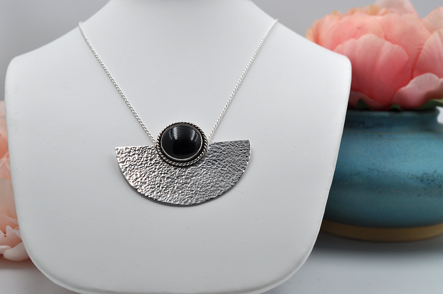 Black Onyx and Sterling Silver Statement Necklace