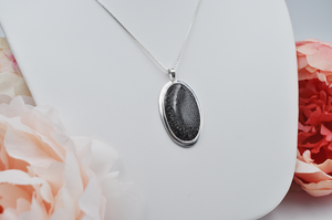 Large Oval Stingray Coral Necklace in Sterling Silver