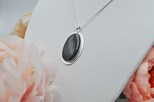 Large Oval Stingray Coral Necklace in Sterling Silver