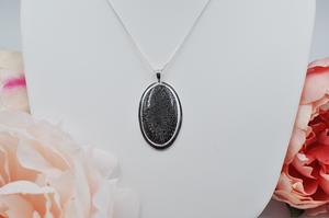 Large Oval Stingray Coral Necklace in Sterling Silver