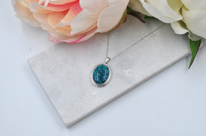 Sterling Silver Oval Hubei Turquoise Necklace