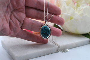 Sterling Silver Oval Hubei Turquoise Necklace