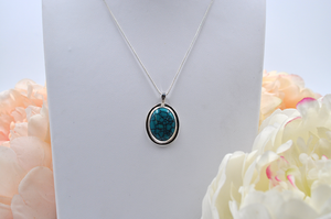 Sterling Silver Oval Hubei Turquoise Necklace