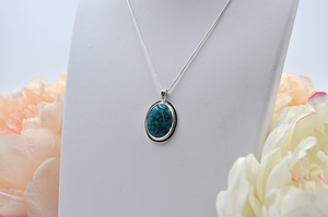 Sterling Silver Oval Hubei Turquoise Necklace