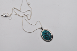 Sterling Silver Oval Hubei Turquoise Necklace