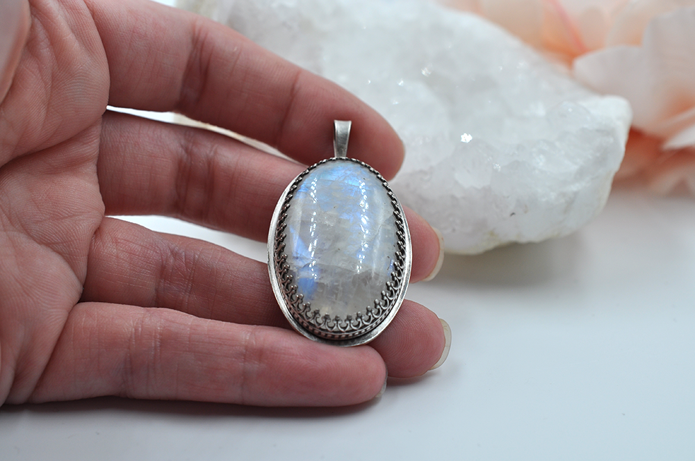 Large Rainbow Moonstone Pendant