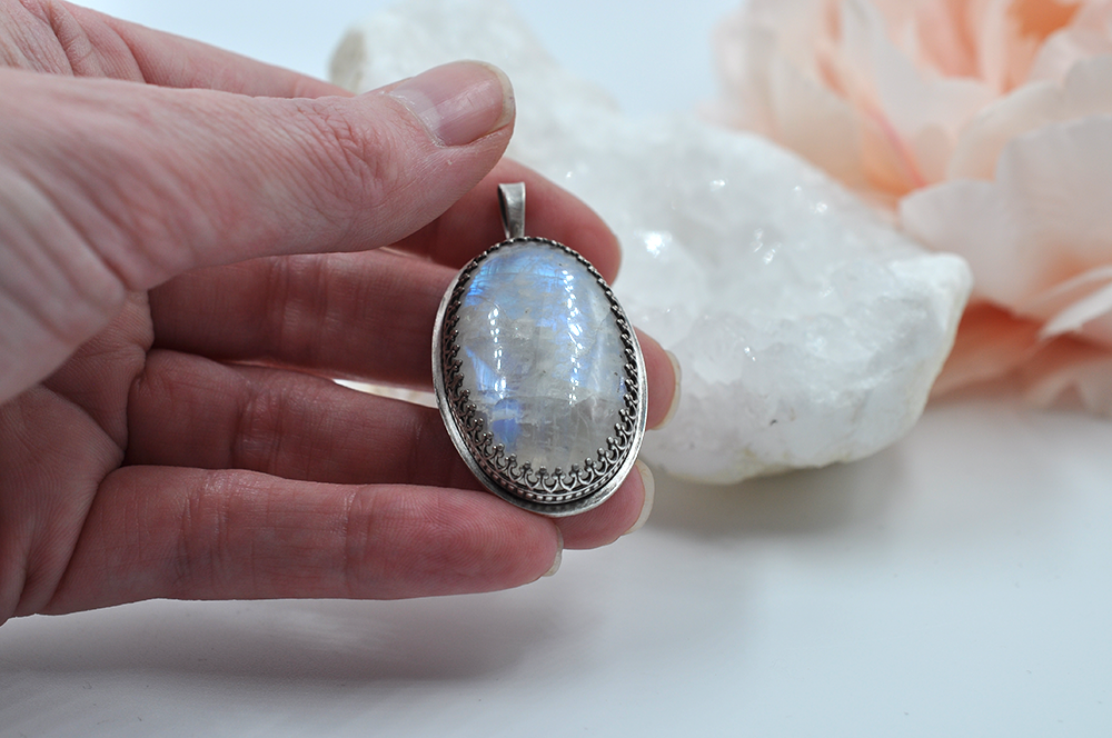 Large Rainbow Moonstone Pendant