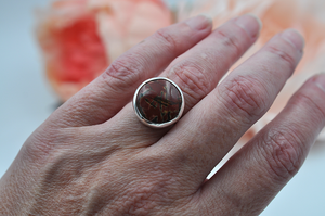 Round Cherry Creek Jasper Abella Ring in Sterling Silver • US Size 7