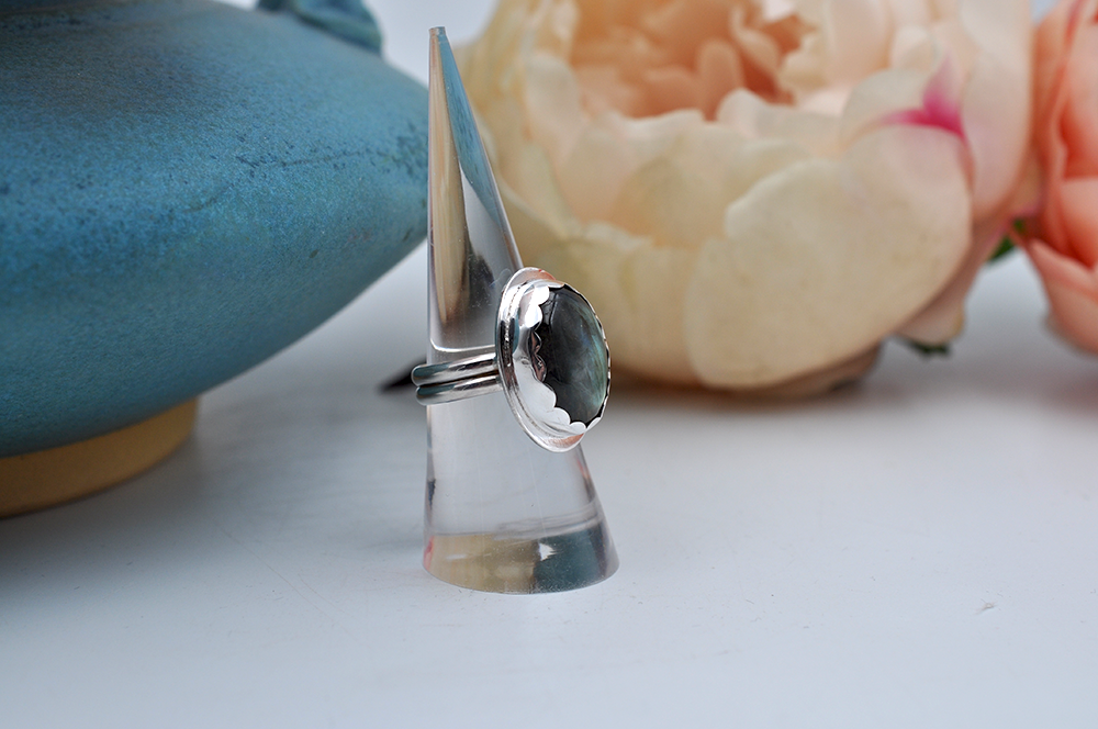 Flashy Green Labradorite Angeline Ring in Sterling Silver