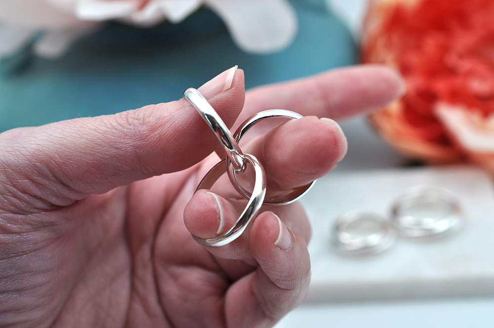 Sterling Silver Three Band Interlocking Roll Ring - Ready to Ship • US Sizes 5-12.5