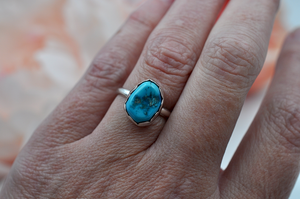 Simple Light Blue Kingman Turquoise Ring in Sterling Silver • US Size 6.5