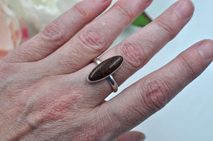 Oblong Mahogany Obsidian Claira Ring in Silver • US Size 9