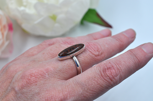 Oblong Mahogany Obsidian Claira Ring in Silver • US Size 9