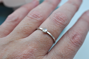 Rainbow Moonstone Mix & Match Hammered Sterling Silver Stacking Ring • US Size 6-10