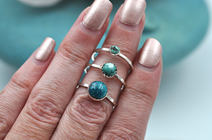 Turquoise Mix & Match Sterling Silver Hammered Stacking Ring