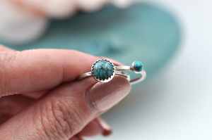 Turquoise Mix & Match Sterling Silver Hammered Stacking Ring