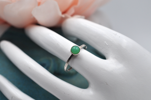 Chrysoprase Mix & Match Sterling Silver Hammered Stacking Ring • Available in US Size 6-10