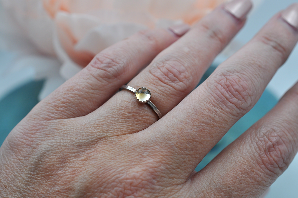 Citrine Mix & Match Sterling Silver Hammered Stacking Ring