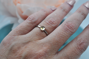 Citrine Mix & Match Sterling Silver Hammered Stacking Ring • Available in US Size 6-10