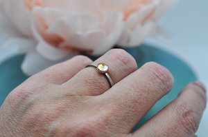 Citrine Mix & Match Sterling Silver Hammered Stacking Ring • Available in US Size 6-10