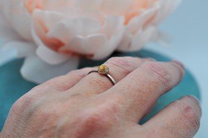 Citrine Mix & Match Sterling Silver Hammered Stacking Ring • Available in US Size 6-10