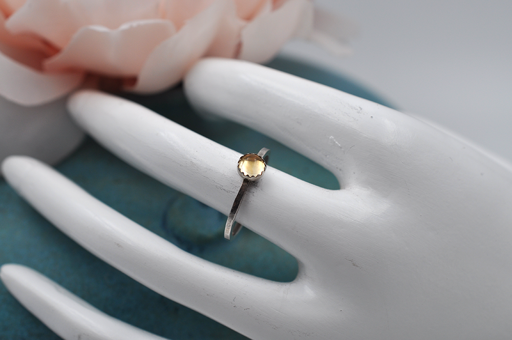 Citrine Mix & Match Sterling Silver Hammered Stacking Ring