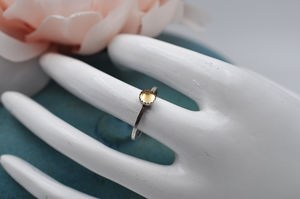 Citrine Mix & Match Sterling Silver Hammered Stacking Ring • Available in US Size 6-10