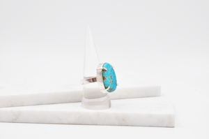 Bold Blue Tonopah Turquoise and Sterling Silver Ring • US Size 8