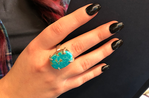 Bold Blue Tonopah Turquoise and Sterling Silver Ring • US Size 8