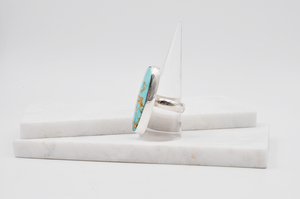 Long Oval Royston Turquoise Statement Ring • US Size 9.5