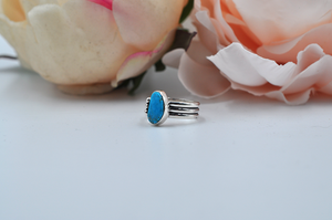 Morenci Turquoise and Sterling Silver Ring • US Size 8