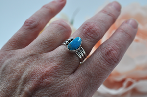 Morenci Turquoise and Sterling Silver Ring • US Size 8