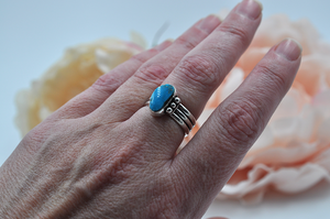Morenci Turquoise and Sterling Silver Ring • US Size 8