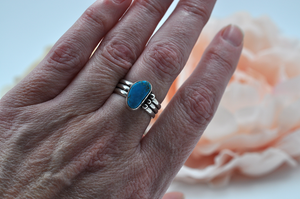 Morenci Turquoise and Sterling Silver Ring • US Size 8