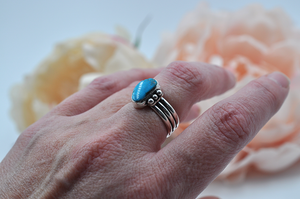 Morenci Turquoise and Sterling Silver Ring • US Size 8