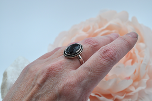 Snowflake Obsidian and Sterling Silver Ring • US Size 7.5