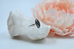 Snowflake Obsidian and Sterling Silver Ring • US Size 7.5