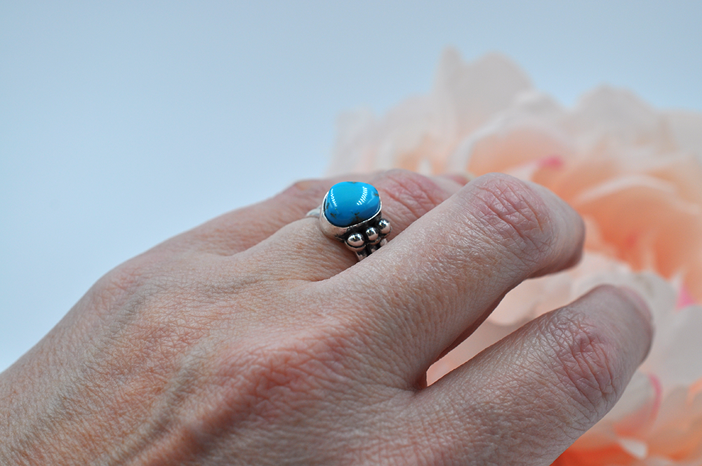 Morenci Turquoise and Sterling Silver Ring • US Size 7.5