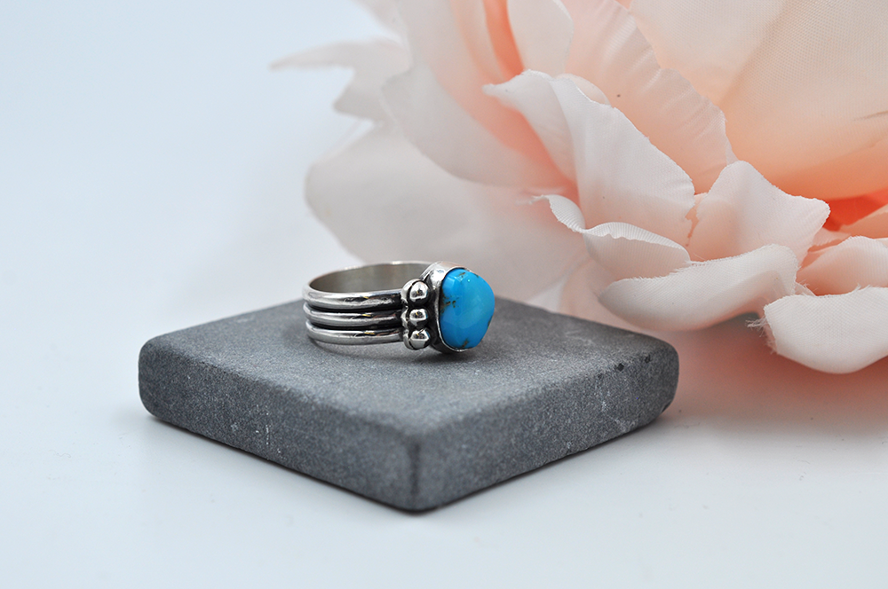 Morenci Turquoise and Sterling Silver Ring • US Size 7.5