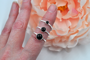 Black Onyx and Sterling Silver Mix & Match Stacking Rings • Available in US Size 6-10