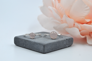 Rose Quartz and Sterling Silver Mix & Match Stacking Rings • US Size 6-10